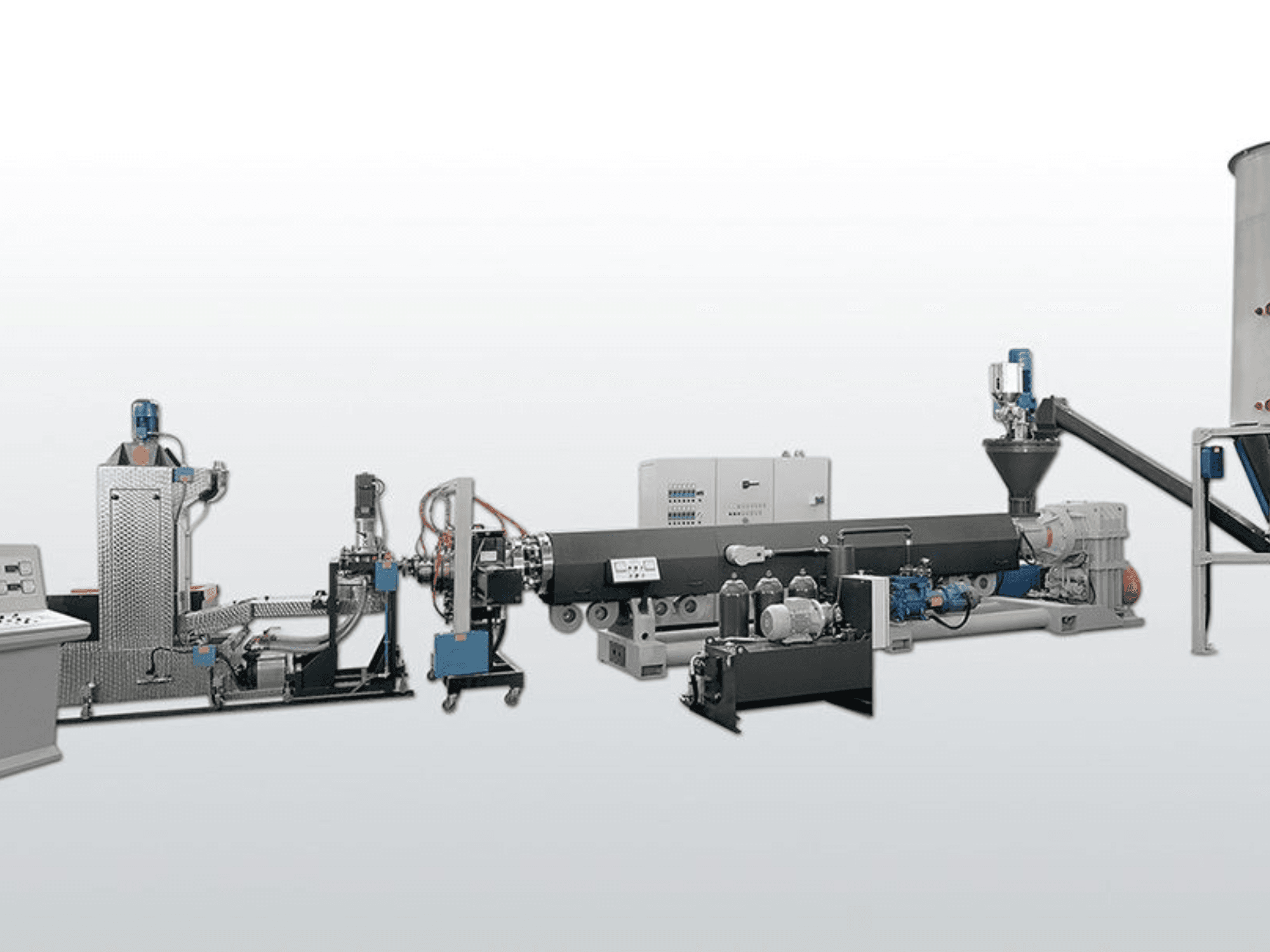 Kunststoffverarbeitungsmaschine TECNOVA ES130N 37D DEG, Seitenansicht mit den Komponenten und Bedienelementen für einen effizienten Betrieb.