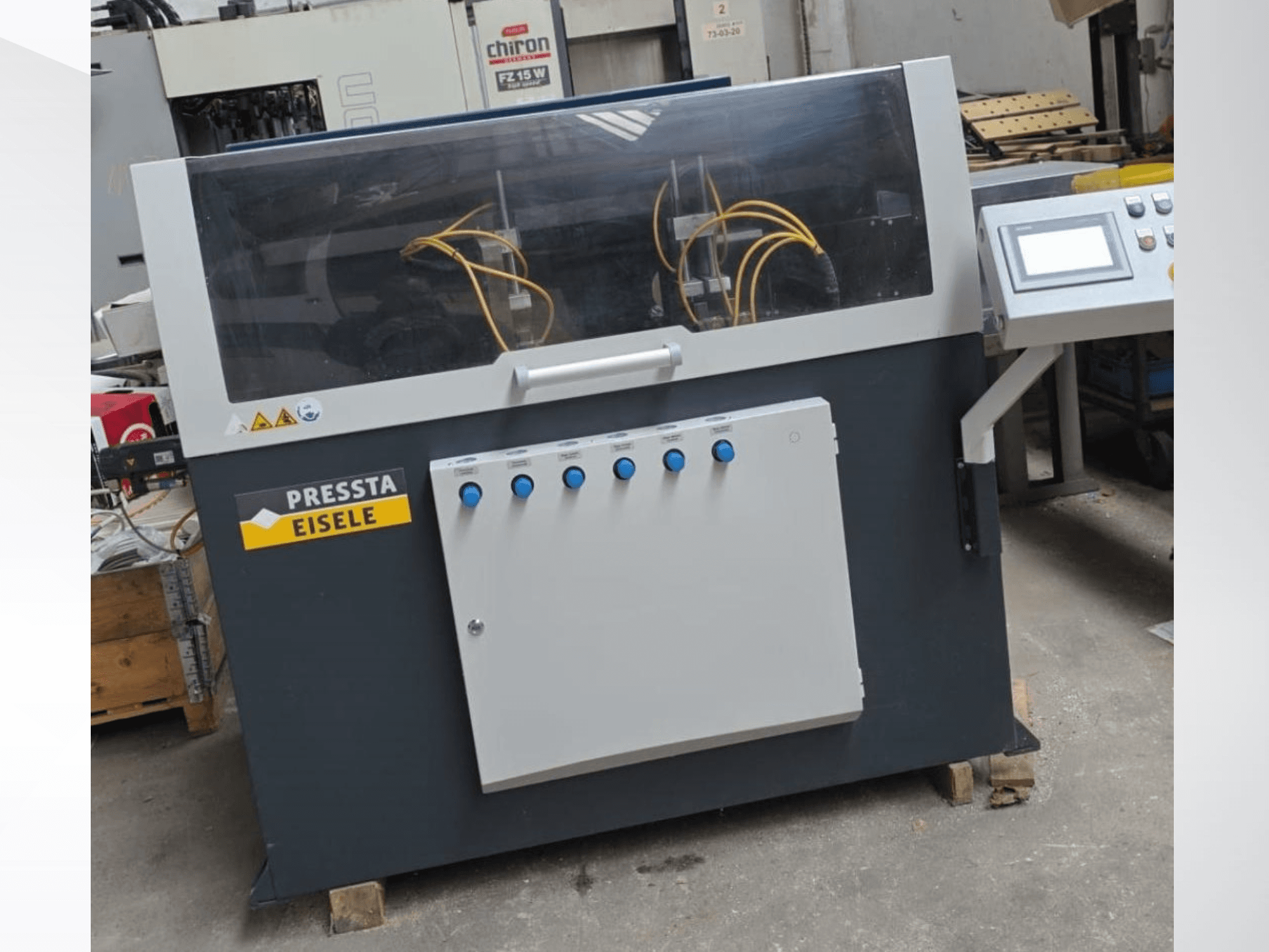 Metallkreissäge von PRESSTA EISELE, Modell PROFILMA 502, Vorderansicht mit Bedienfeld und durchsichtiger Abdeckung.